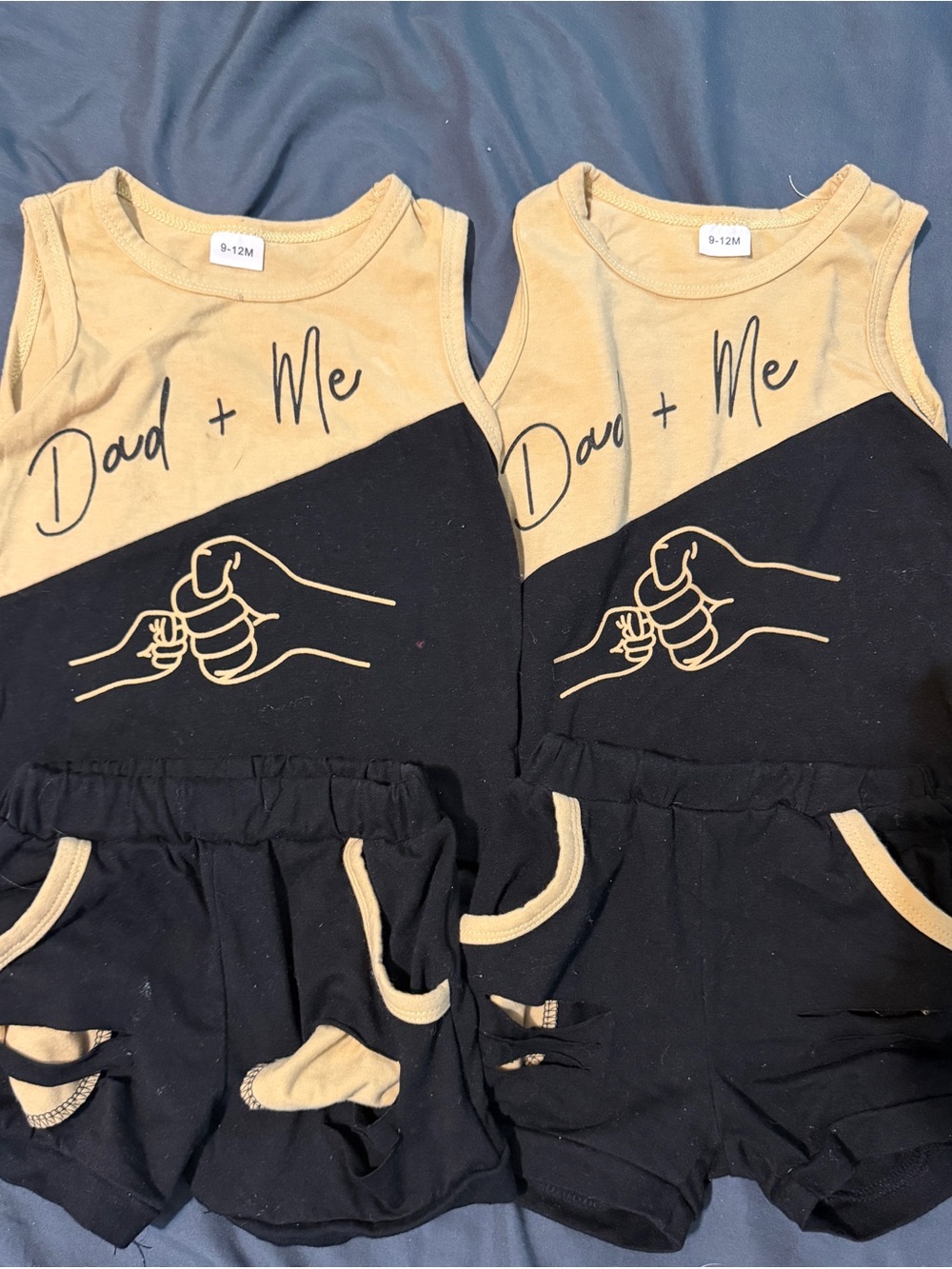 2 outfits Kids "Dad + Me" Black & Tan Matching Set